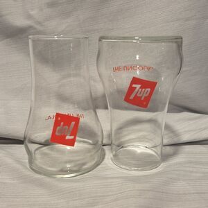 Vintage Original 1970s 7Up The Uncola Upside-Down Drinking Glasses Set of 2